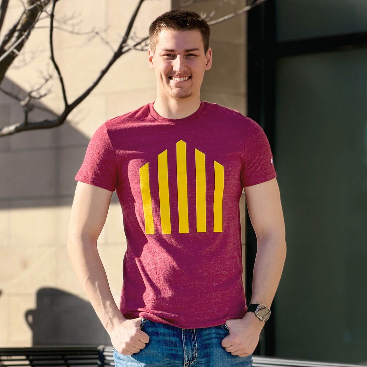 Champion Jack Trice Letter Cardinal Short Sleeve T-Shirt front